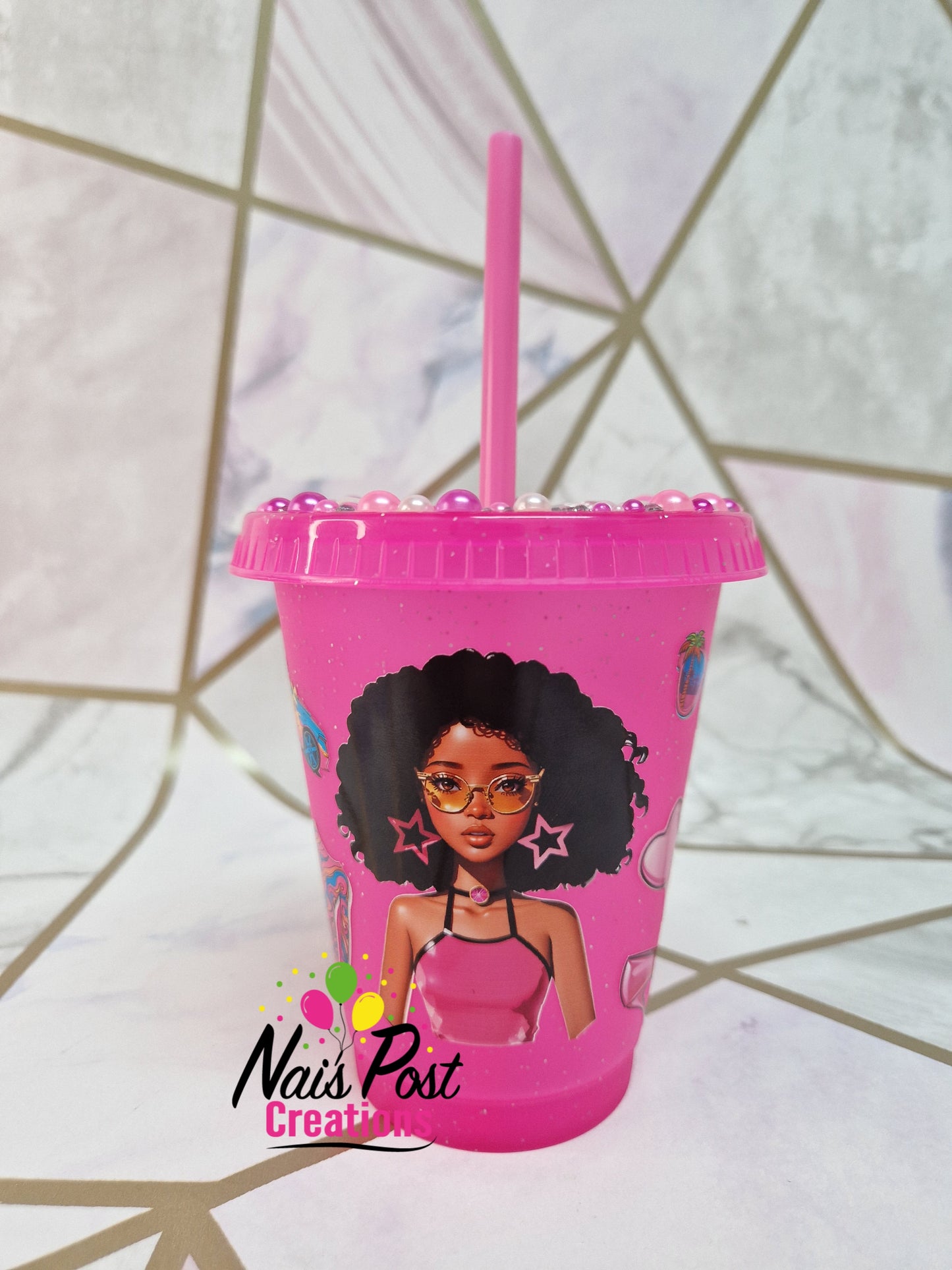 16oz Pink Doll Cold Cup