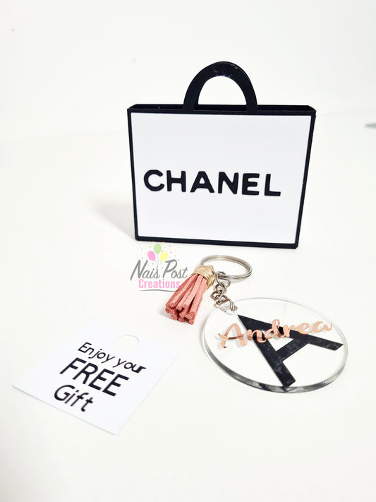 Personalised Keyring & Mini Shopping Gift Bag