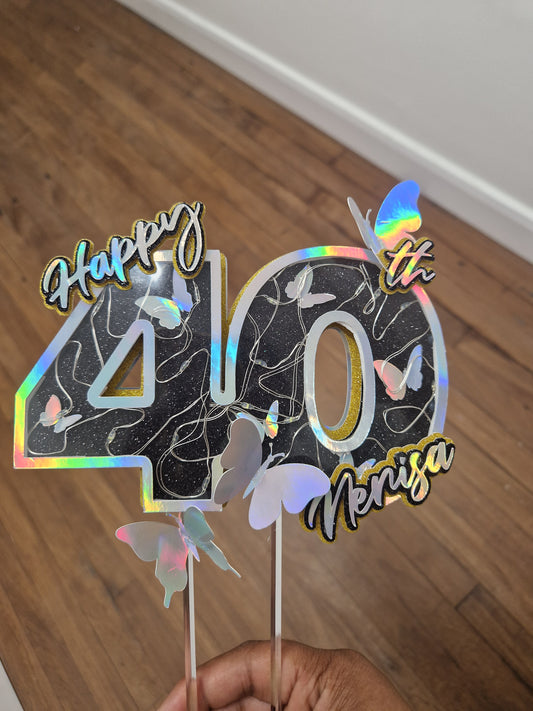 Light Up Age Cake Topper ( Butterfly Theme)